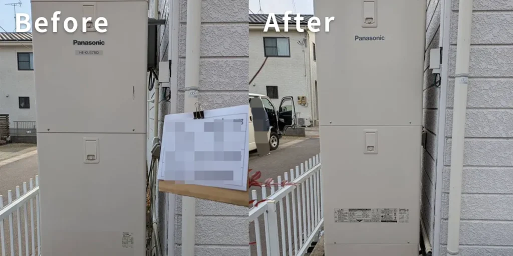宮城県石巻市N様 エコキュート交換 パナソニック【HE-KU37BQS】からパナソニック【HE-S37LQS】