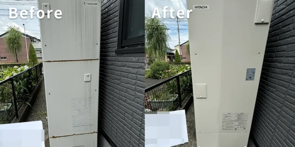 岐阜県大垣市｛F様｝エコキュート交換 コロナ【CHP‑HX371DA8】から日立【BHP-FN37WU】