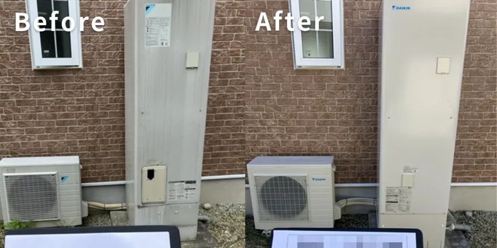 山梨県中央市｛C様｝エコキュート交換 ダイキン【EQ46JFV】からダイキン【EQX46YFV】