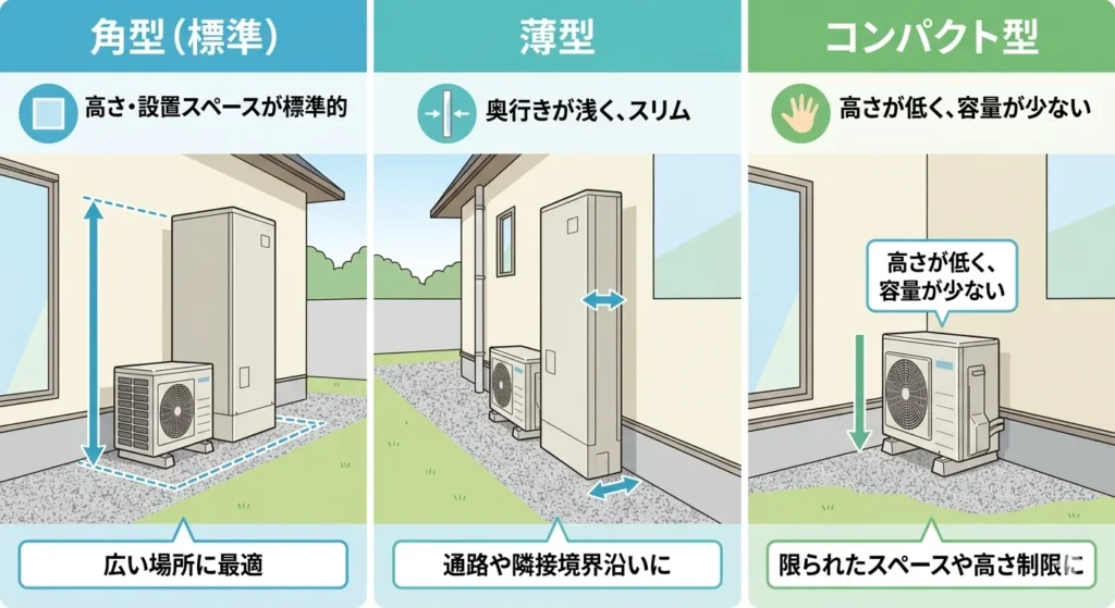 エコキュートの形状の違い