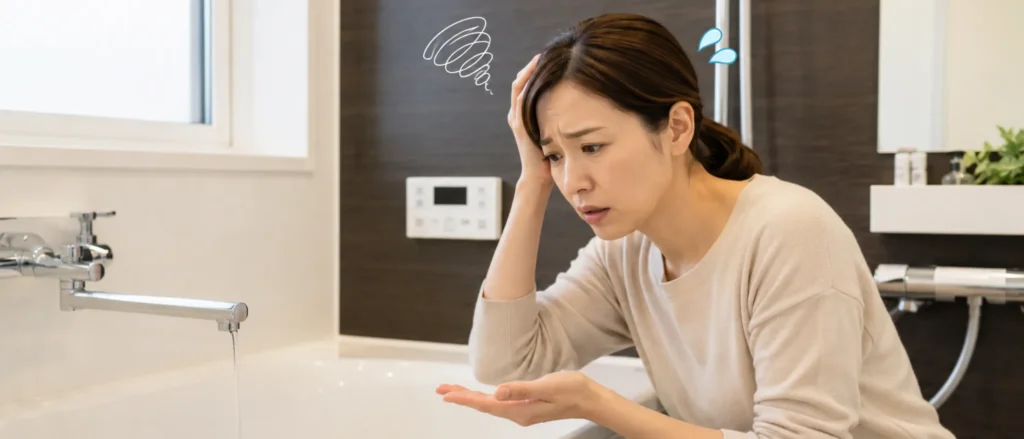 お風呂で困っている主婦