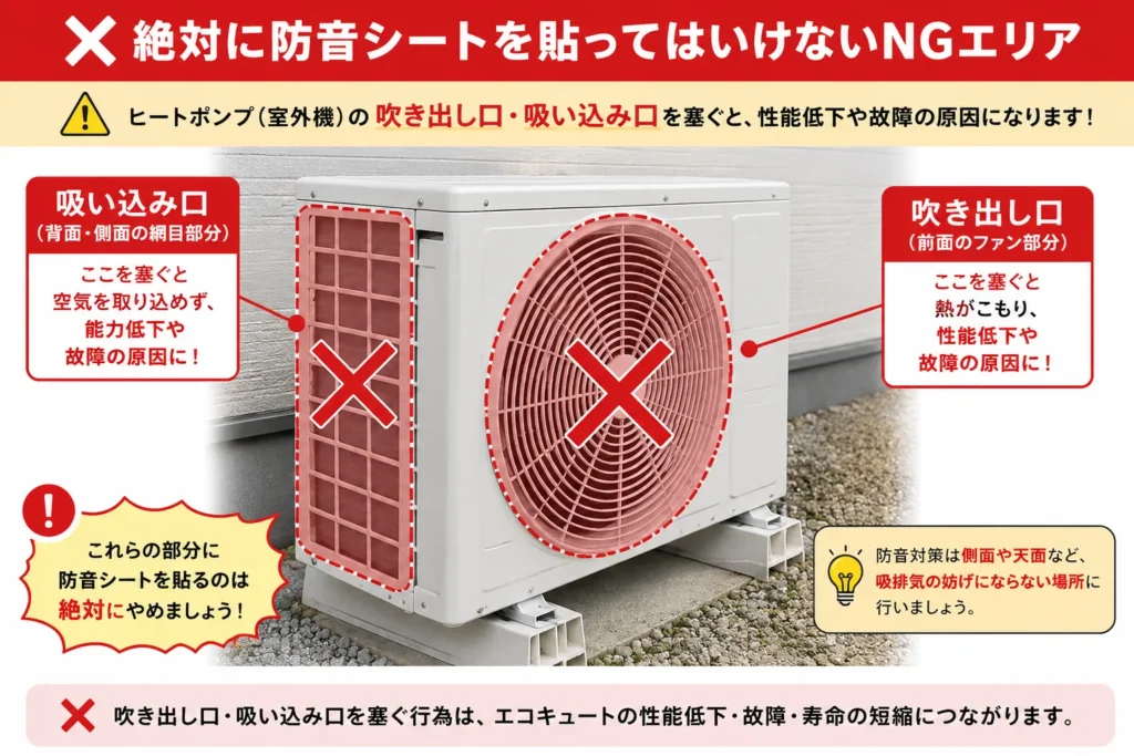 防音シートを貼ってはいけないエリア