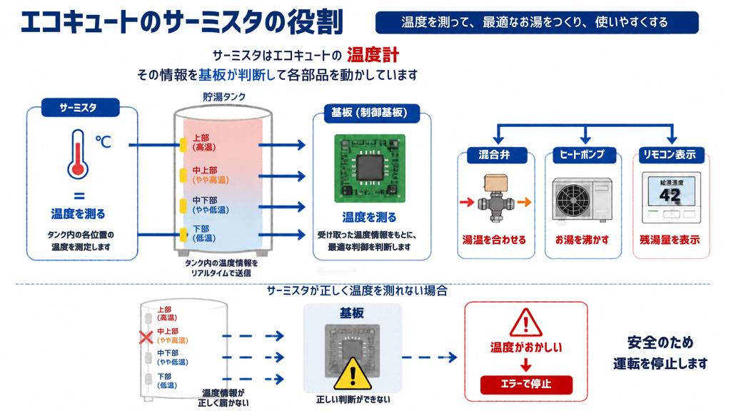 エコキュートのサーミスタの役割