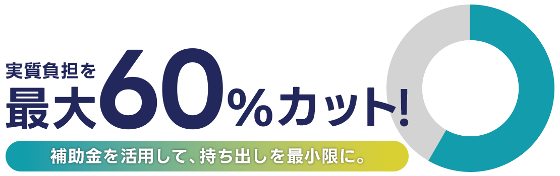 実質負担を最大60%カット！補助金を活用して、持ち出しを最小限に