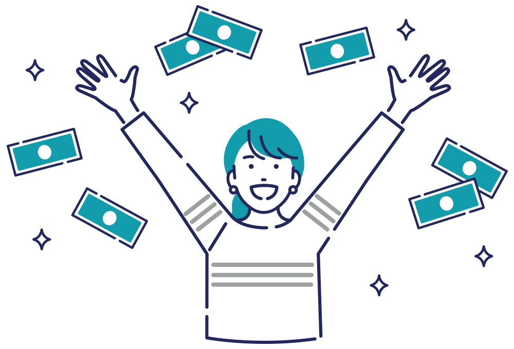 喜んでいる女性のイラスト