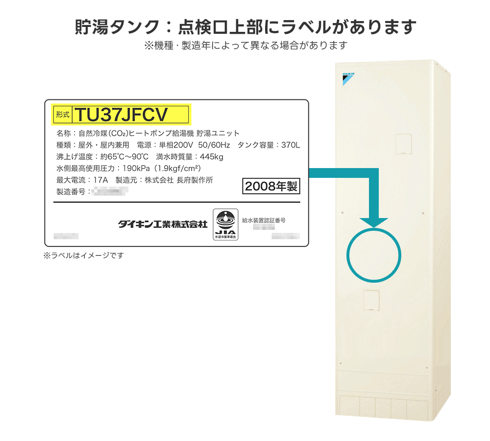 ダイキンのラベル位置