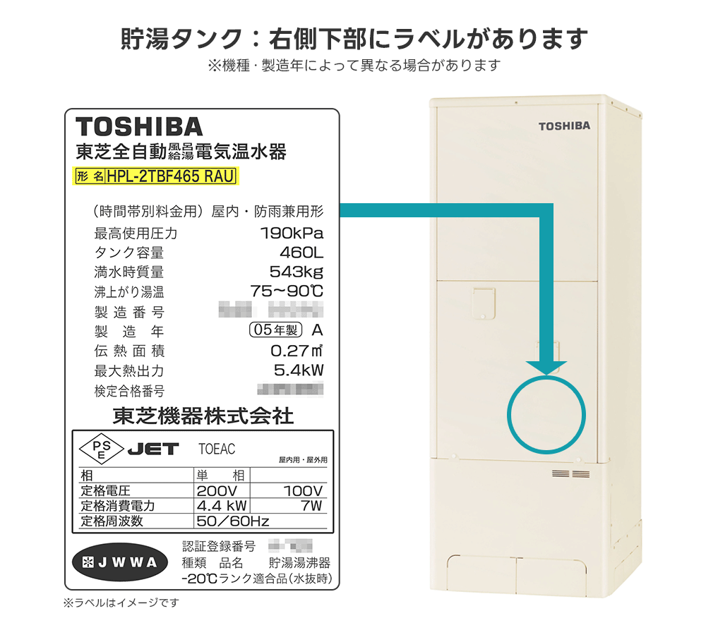 東芝のラベル位置