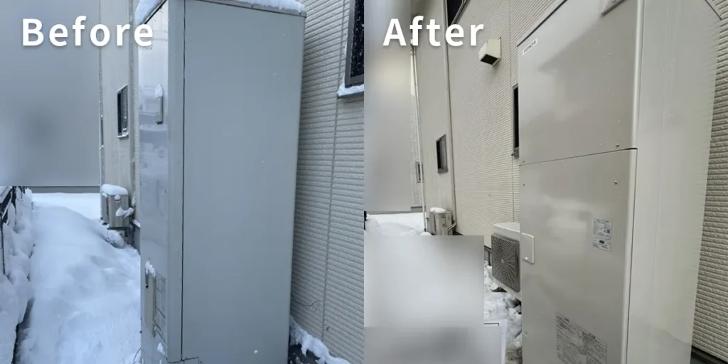 天童市のエコキュート施工前後